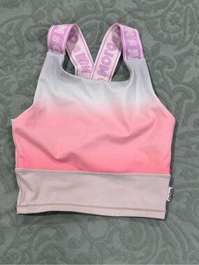 Molo Pink Ombre Cropped Sports Tank with Wide Lavender Logo Straps NWOT